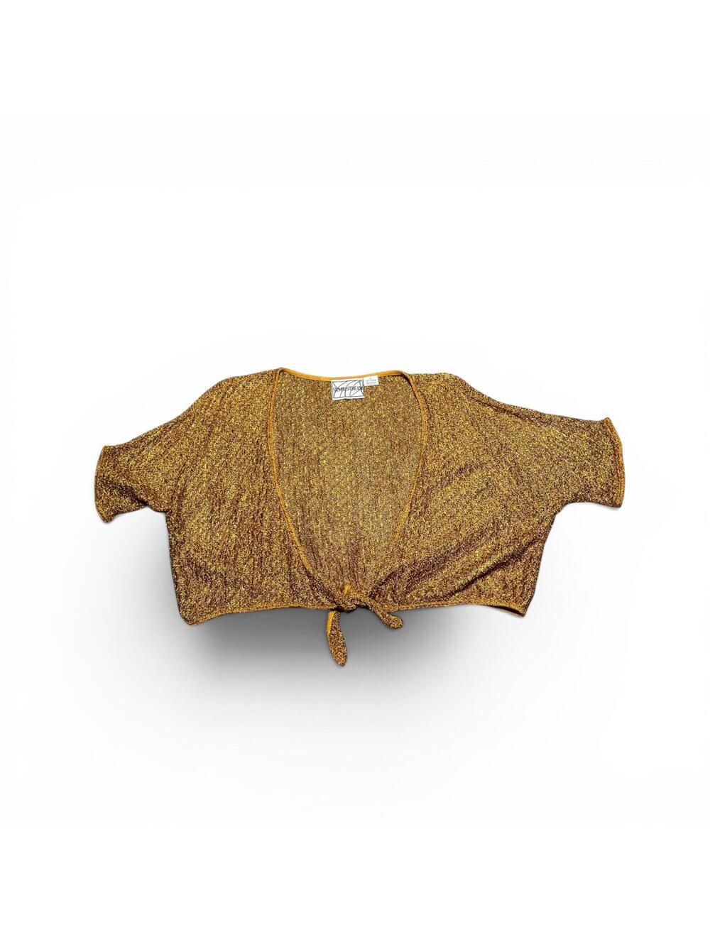 Vintage Gold Metallic Knit Shrug Wrap Size L